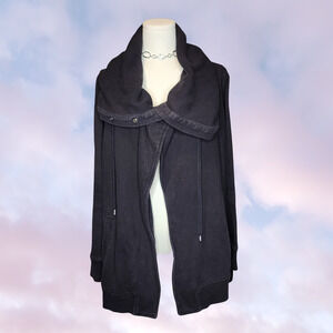 Athleta Black Wrappers Delight Open Front Shawl Semi Button Athleisure Jacket S